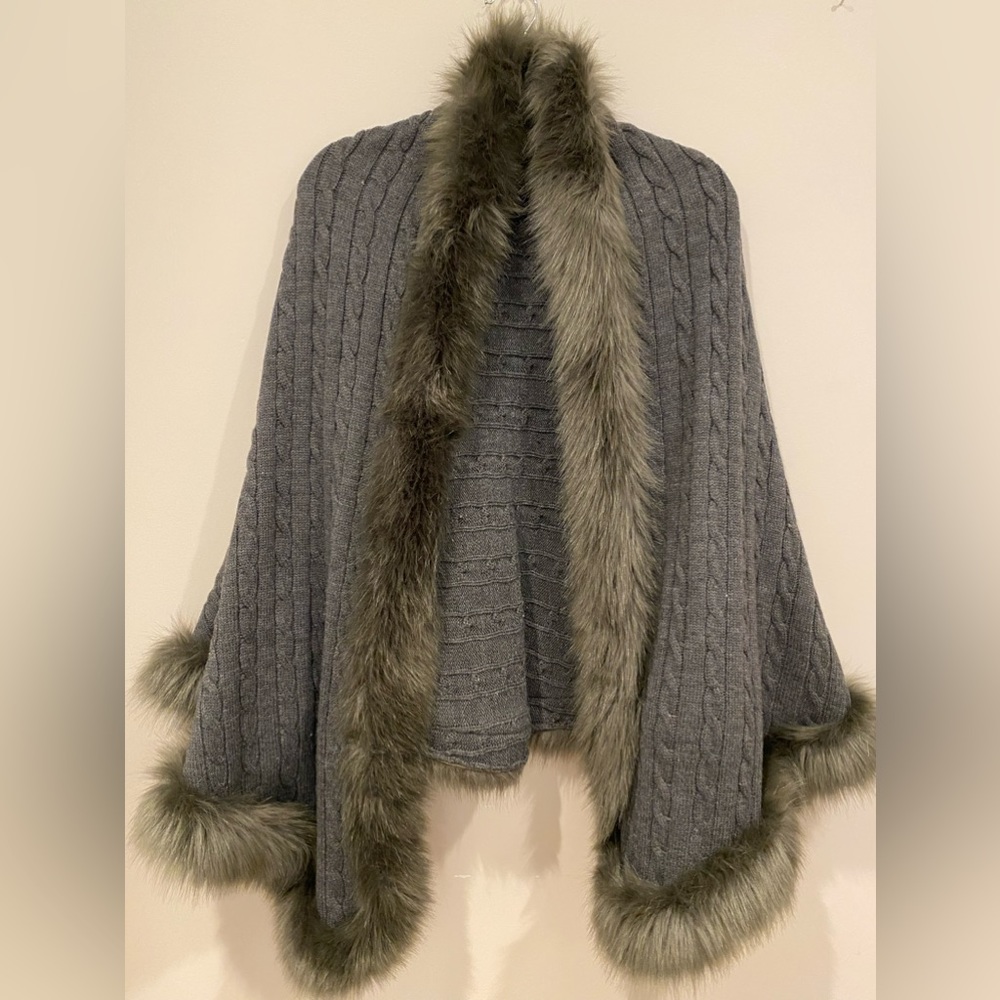 Faux Fur trimmed Wrap